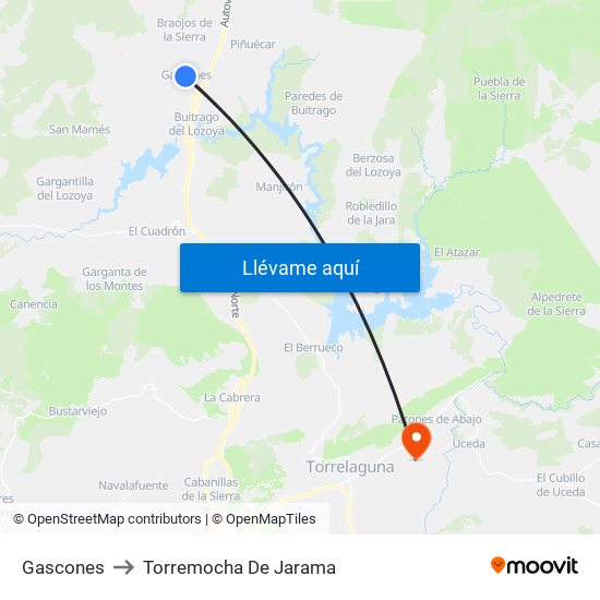Gascones to Torremocha De Jarama map