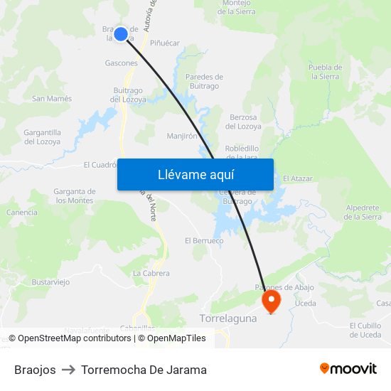 Braojos to Torremocha De Jarama map