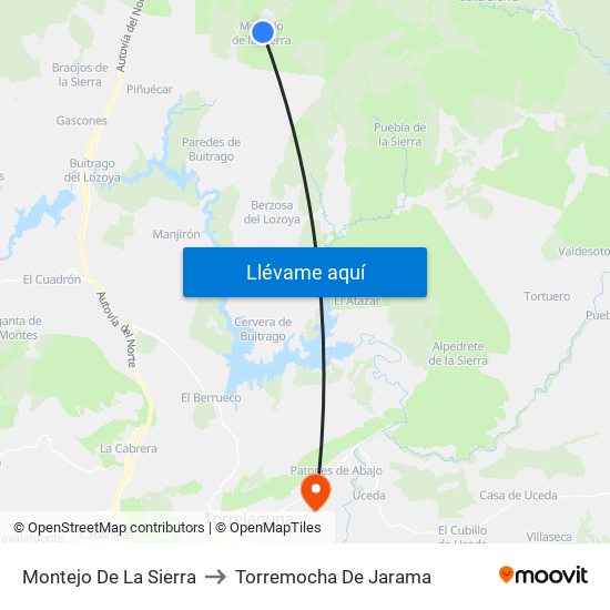 Montejo De La Sierra to Torremocha De Jarama map