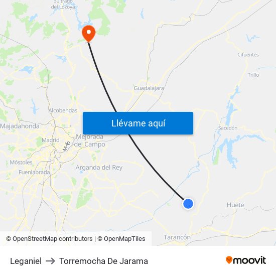 Leganiel to Torremocha De Jarama map