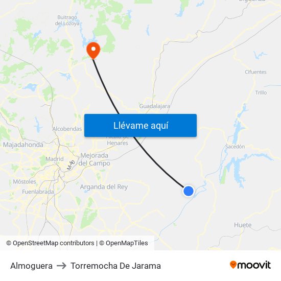 Almoguera to Torremocha De Jarama map