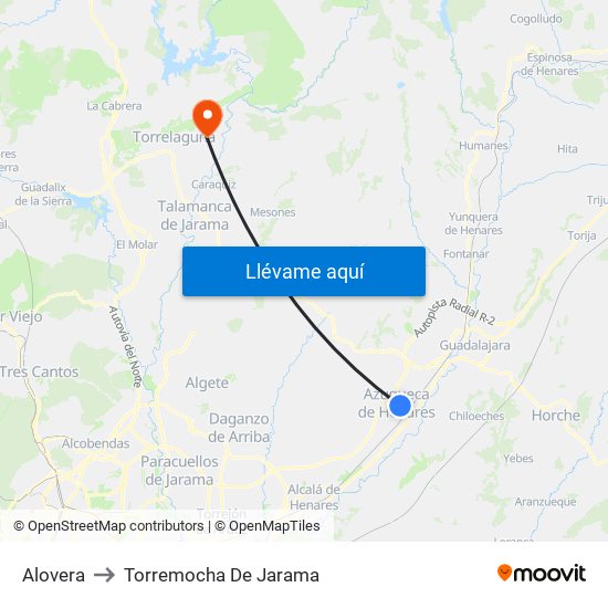 Alovera to Torremocha De Jarama map