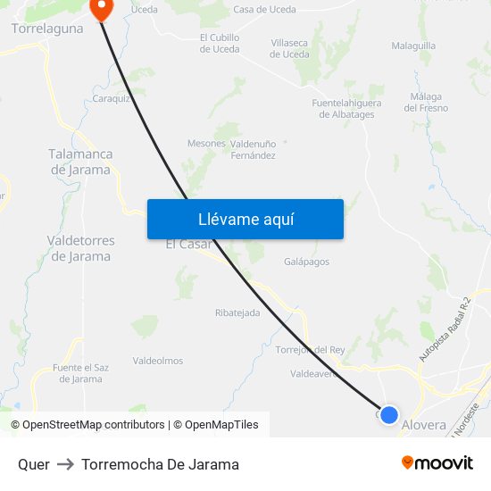 Quer to Torremocha De Jarama map