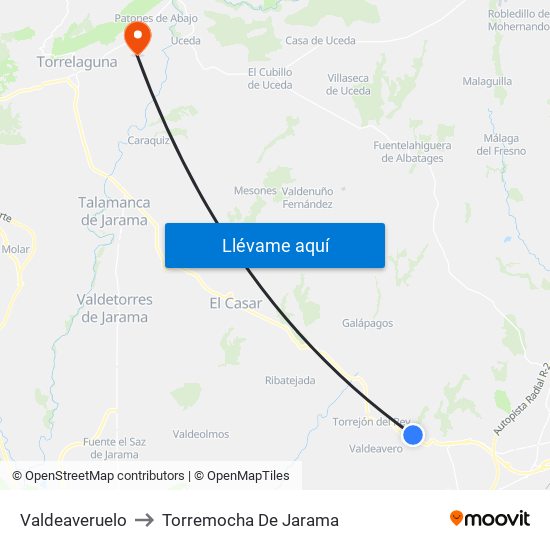 Valdeaveruelo to Torremocha De Jarama map
