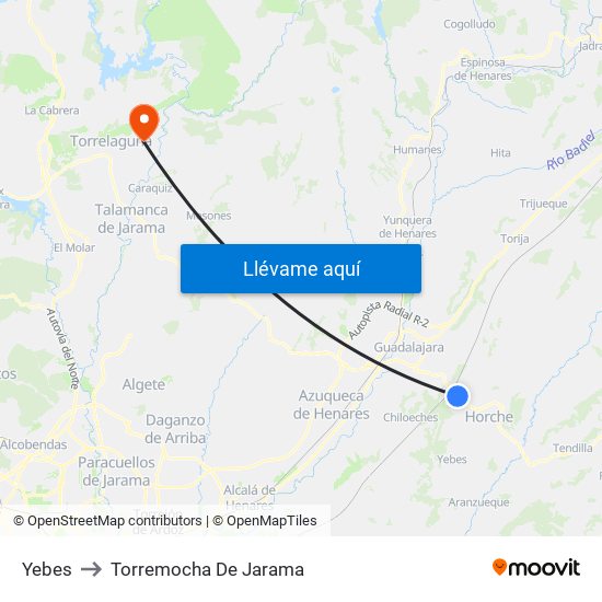 Yebes to Torremocha De Jarama map