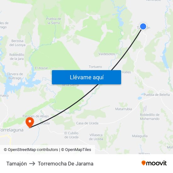 Tamajón to Torremocha De Jarama map