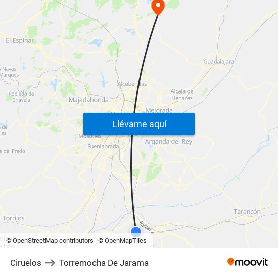 Ciruelos to Torremocha De Jarama map