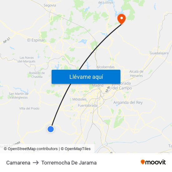 Camarena to Torremocha De Jarama map