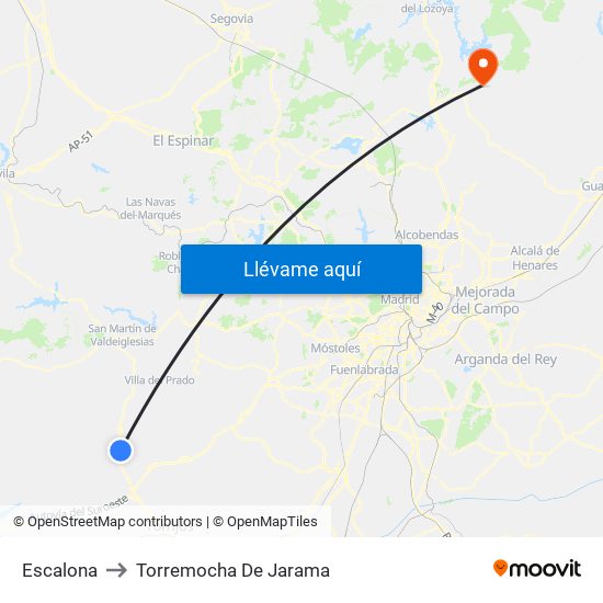Escalona to Torremocha De Jarama map