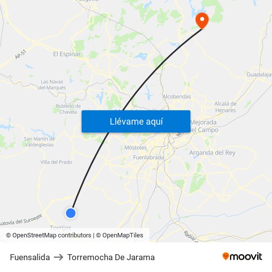Fuensalida to Torremocha De Jarama map
