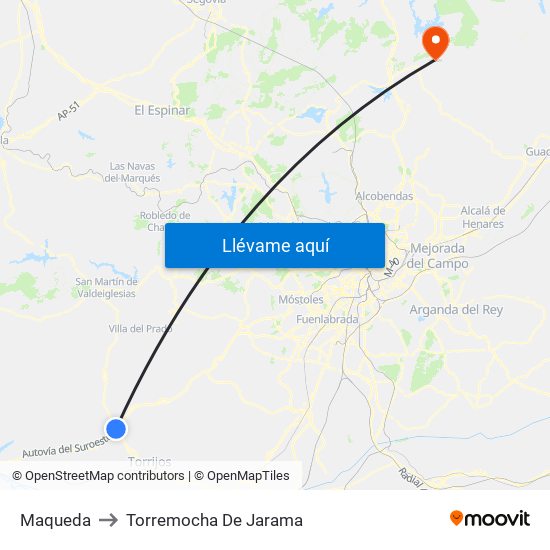 Maqueda to Torremocha De Jarama map