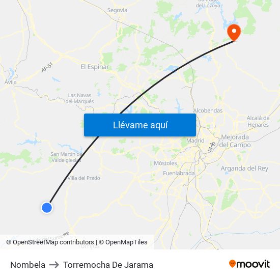 Nombela to Torremocha De Jarama map