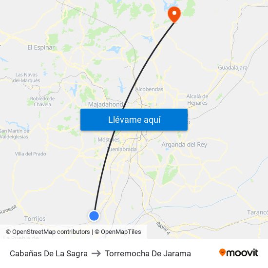 Cabañas De La Sagra to Torremocha De Jarama map