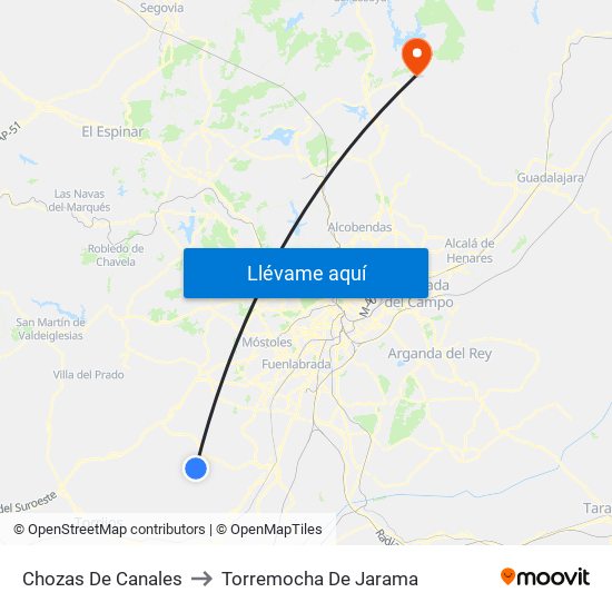 Chozas De Canales to Torremocha De Jarama map