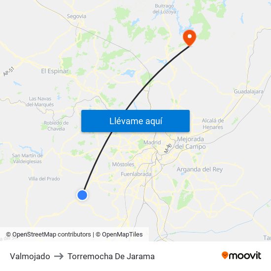 Valmojado to Torremocha De Jarama map