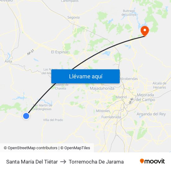 Santa María Del Tiétar to Torremocha De Jarama map