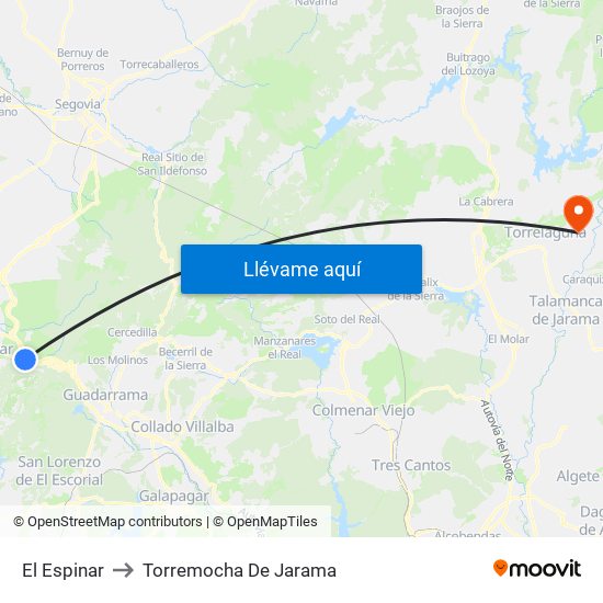 El Espinar to Torremocha De Jarama map
