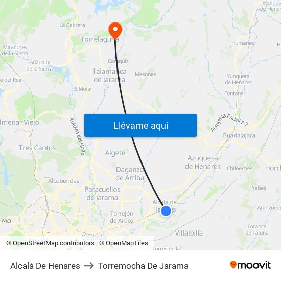 Alcalá De Henares to Torremocha De Jarama map