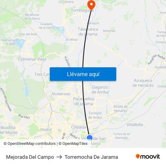 Mejorada Del Campo to Torremocha De Jarama map