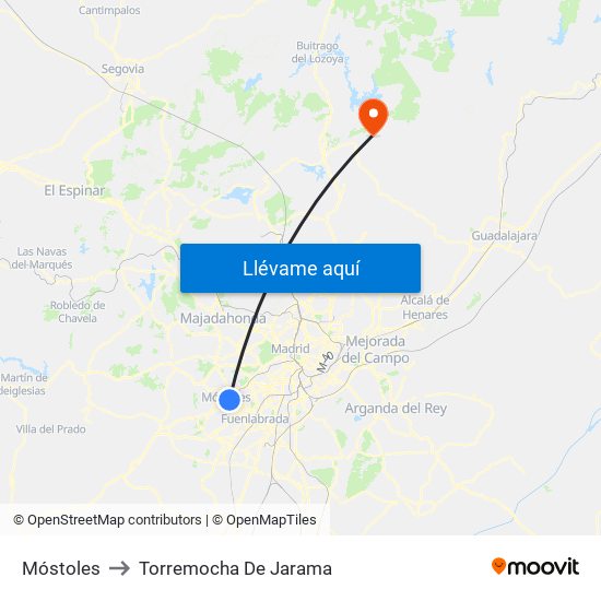 Móstoles to Torremocha De Jarama map