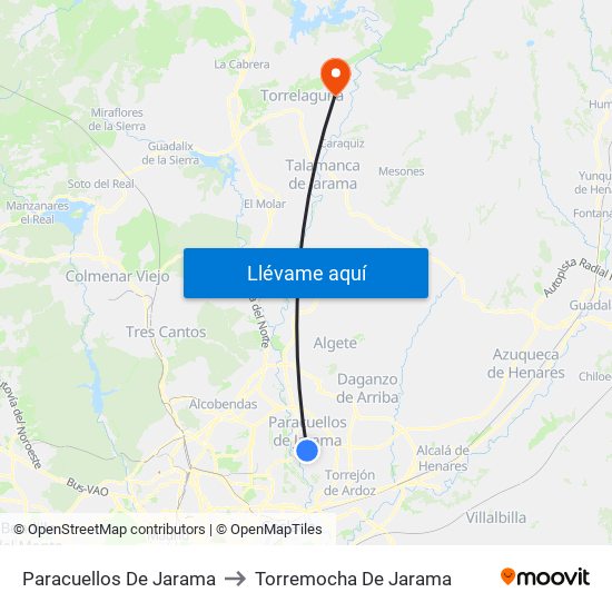 Paracuellos De Jarama to Torremocha De Jarama map