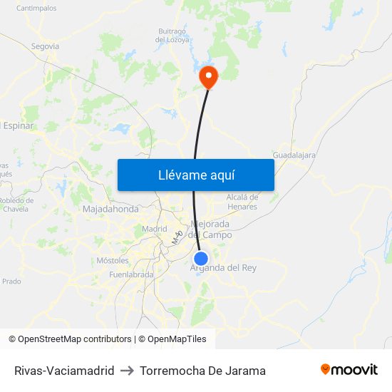 Rivas-Vaciamadrid to Torremocha De Jarama map