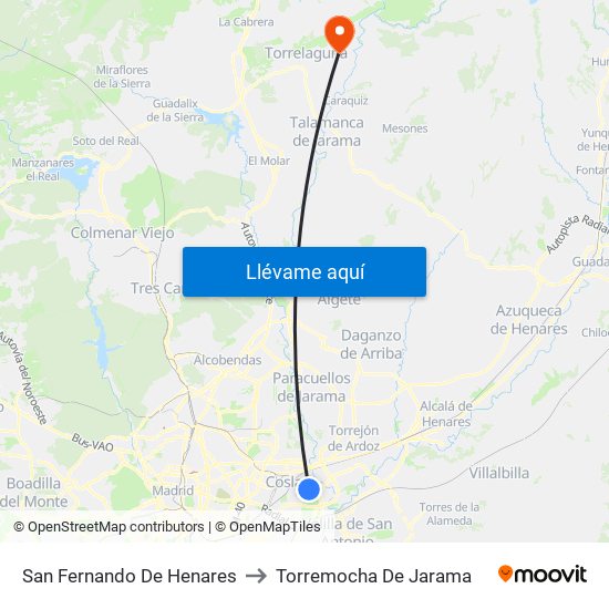San Fernando De Henares to Torremocha De Jarama map