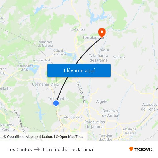 Tres Cantos to Torremocha De Jarama map