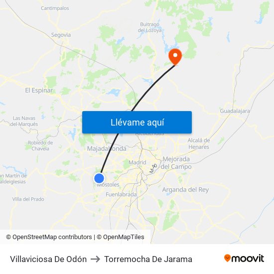 Villaviciosa De Odón to Torremocha De Jarama map