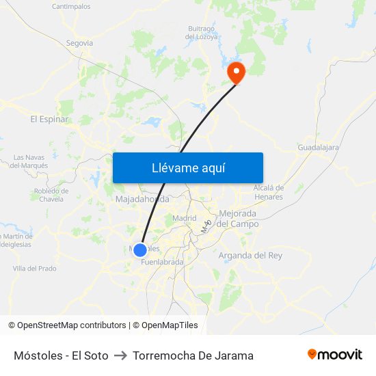Móstoles - El Soto to Torremocha De Jarama map
