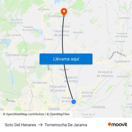 Soto Del Henares to Torremocha De Jarama map