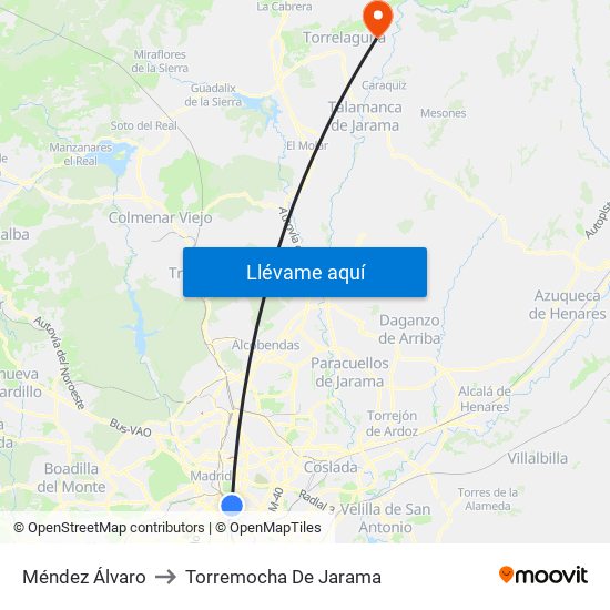 Méndez Álvaro to Torremocha De Jarama map