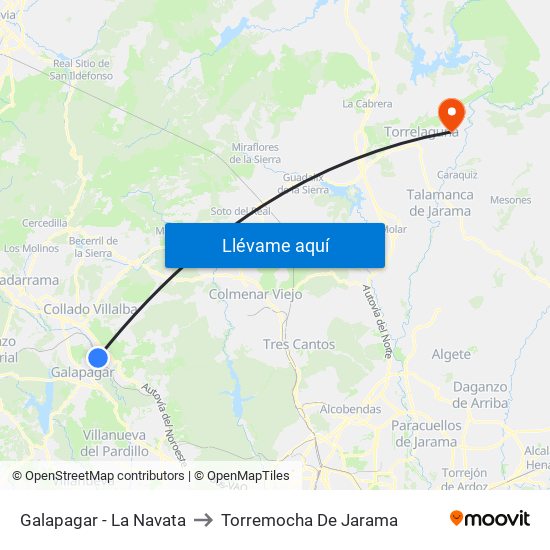 Galapagar - La Navata to Torremocha De Jarama map