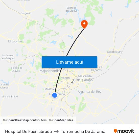 Hospital De Fuenlabrada to Torremocha De Jarama map