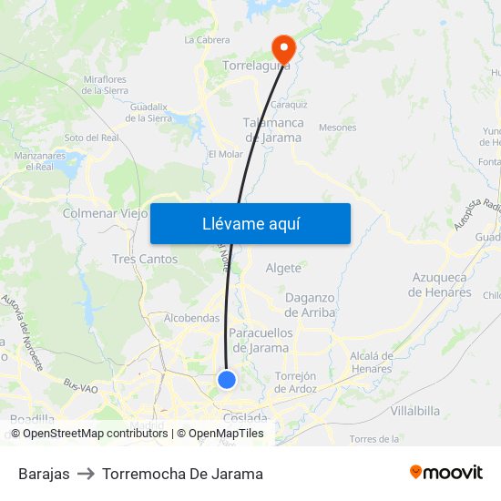 Barajas to Torremocha De Jarama map