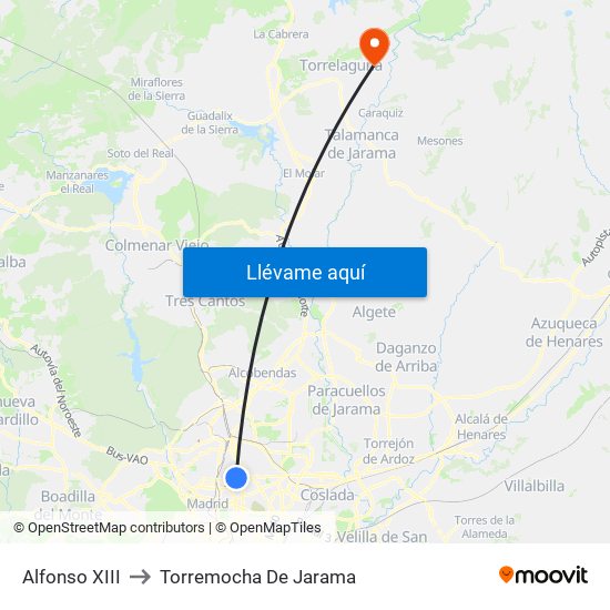 Alfonso XIII to Torremocha De Jarama map