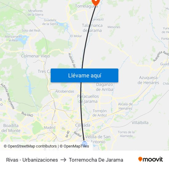 Rivas - Urbanizaciones to Torremocha De Jarama map