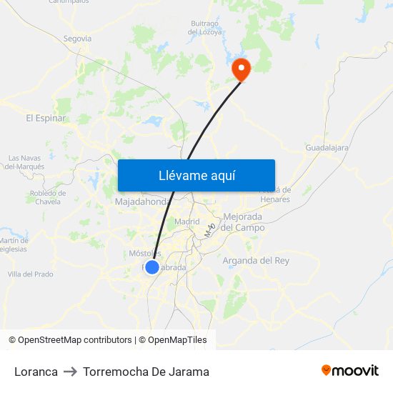 Loranca to Torremocha De Jarama map