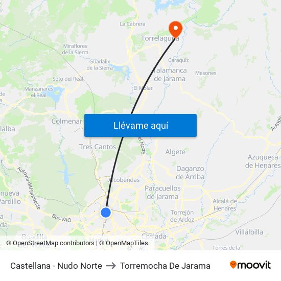 Castellana - Nudo Norte to Torremocha De Jarama map