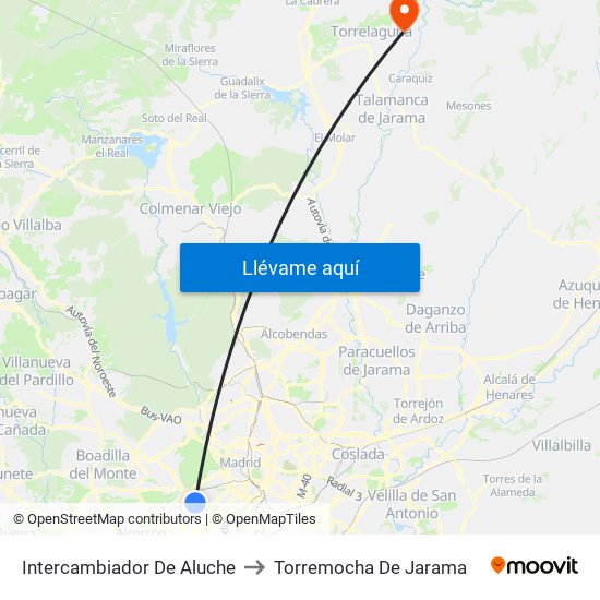 Intercambiador De Aluche to Torremocha De Jarama map