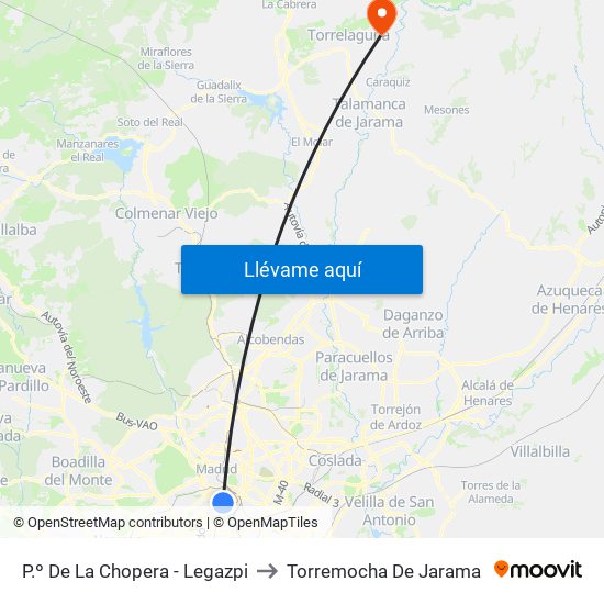 P.º De La Chopera - Legazpi to Torremocha De Jarama map