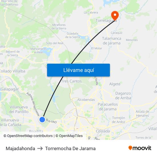 Majadahonda to Torremocha De Jarama map