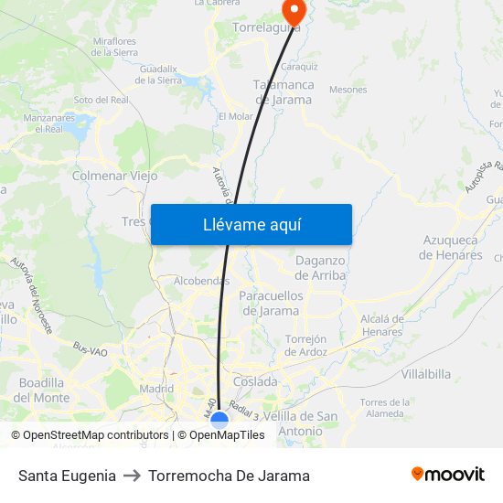 Santa Eugenia to Torremocha De Jarama map