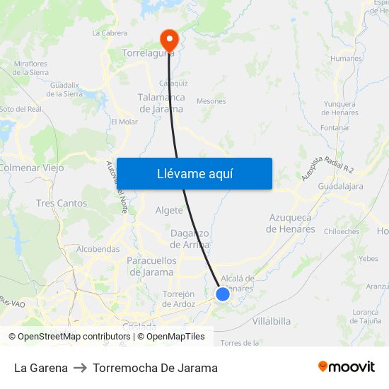 La Garena to Torremocha De Jarama map