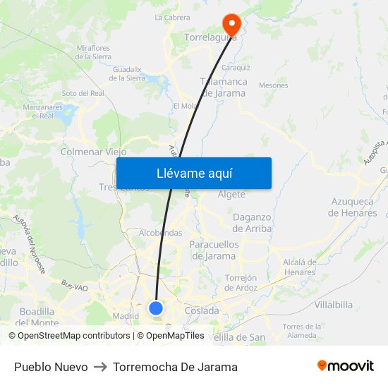 Pueblo Nuevo to Torremocha De Jarama map