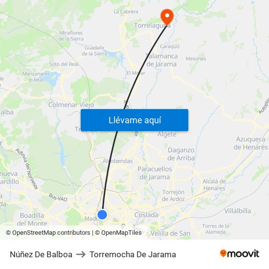 Núñez De Balboa to Torremocha De Jarama map