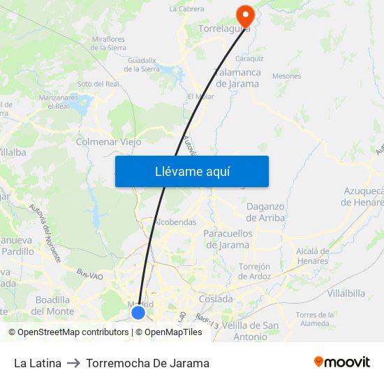 La Latina to Torremocha De Jarama map