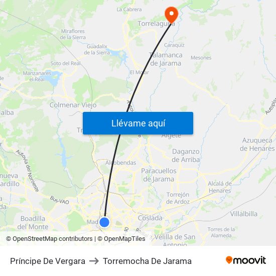 Príncipe De Vergara to Torremocha De Jarama map