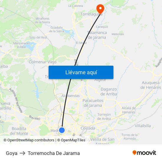 Goya to Torremocha De Jarama map