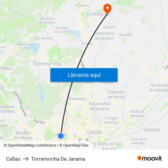Callao to Torremocha De Jarama map
